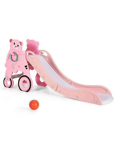 4 in 1 Foldable Baby Slide Toddler Climber Slide PlaySet w/ Ball