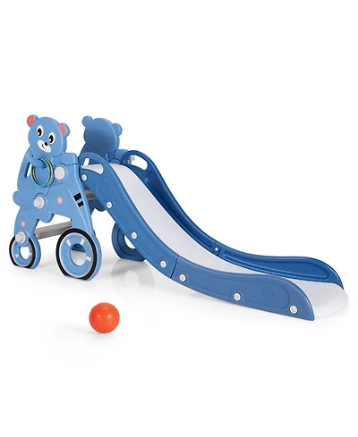 4 in 1 Foldable Baby Slide Toddler Climber Slide PlaySet w/ Ball