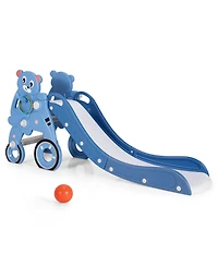 4 in 1 Foldable Baby Slide Toddler Climber Slide PlaySet w/ Ball