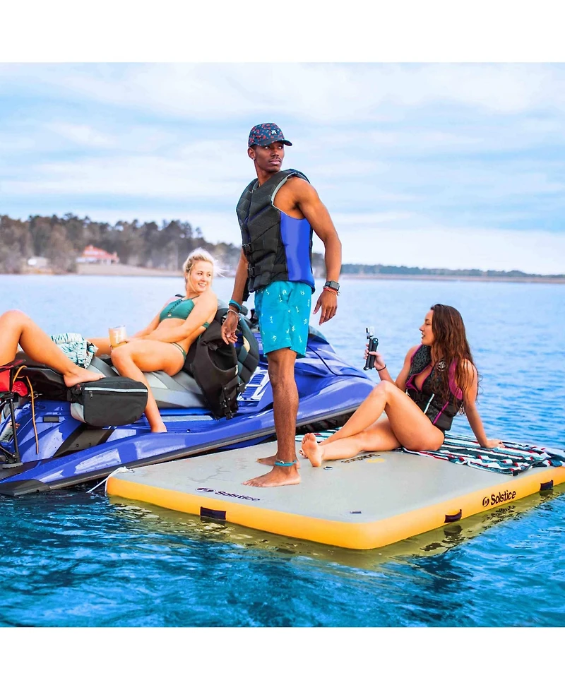 Solstice 8 x 5 ft Inflatable Floating Dock Rafting Platform w/Pump & Bag, Multi