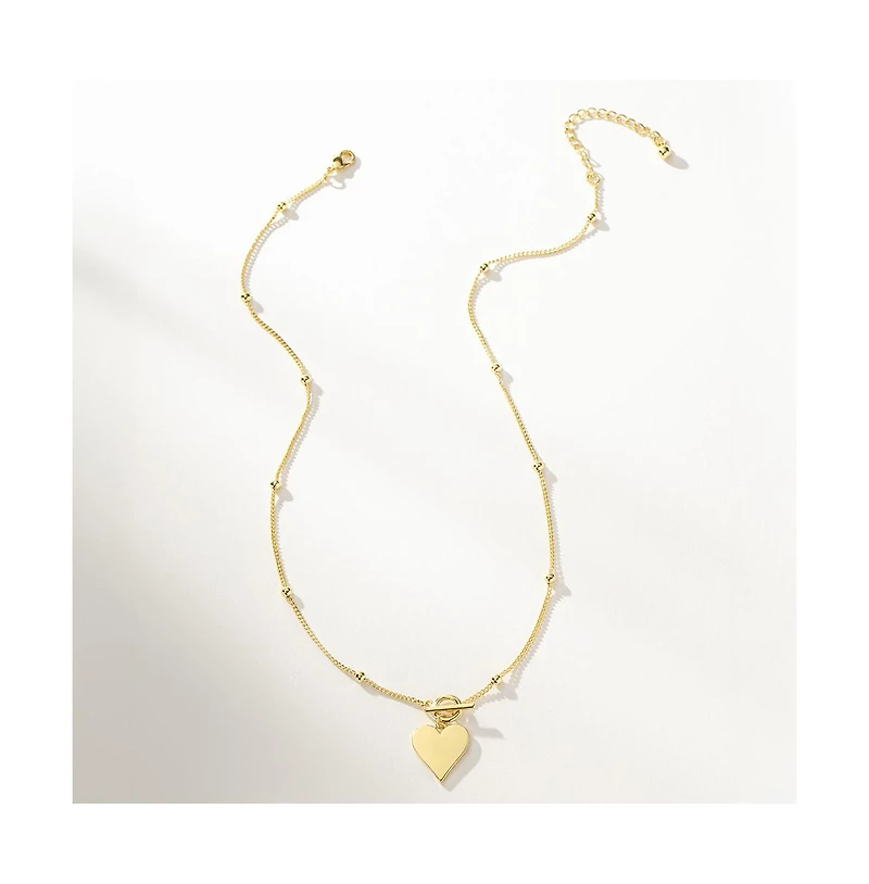 14k Gold-Plated Touch of Love Heart Necklace, 16" + 2" extender
