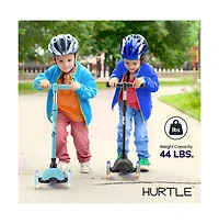 Lightweight and Adjustable Mini Kickboard Scooter with Led Light Wheel for Kids (Teal Blue)
