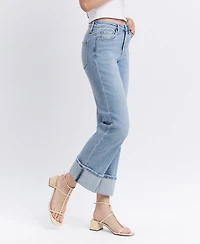 Flying Monkey Women's High Rise Slim Wide Leg Jeans