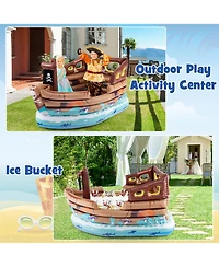 Gymax Inflatable Pirate Ship Playhouse w/ Built in Motor Inflatable Toy Sword