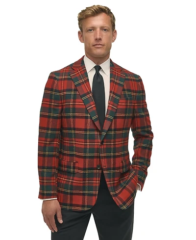 B by Brooks Brothers Men's Classic-Fit Wool-Blend Plaid Sport Coat