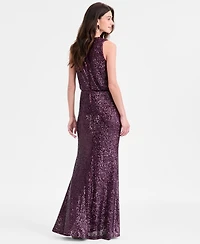 Eliza J Women's Sequined Cowlneck Gown