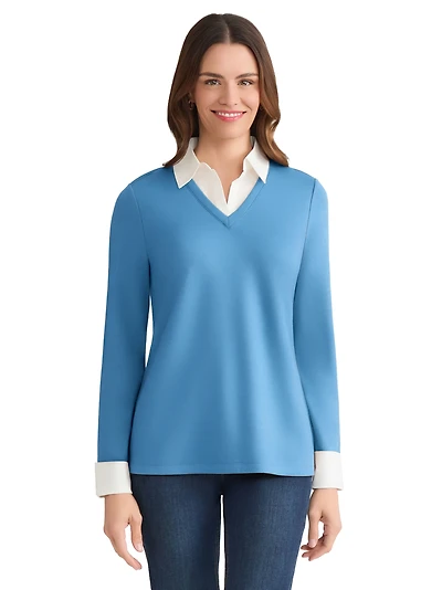 Jones New York Women's Serenity Knit Layered-Look Top