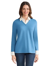 Jones New York Women's Serenity Knit Layered-Look Top