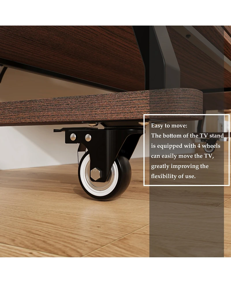40-60 Inch Universal Tv Stand, Movable Media Console, Entertainment Center with 3-Layer Storage Rack