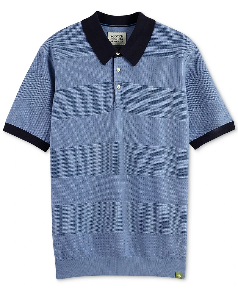 Scotch & Soda Men's Short Sleeve Tone-on-Tone Polo Shirt