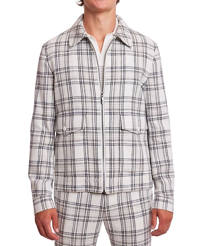 Paisley & Gray Men's Milo Slim Fit Long Sleeve Zip Front Plaid Bomber Jacket