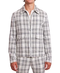 Paisley & Gray Men's Milo Slim Fit Long Sleeve Zip Front Plaid Bomber Jacket