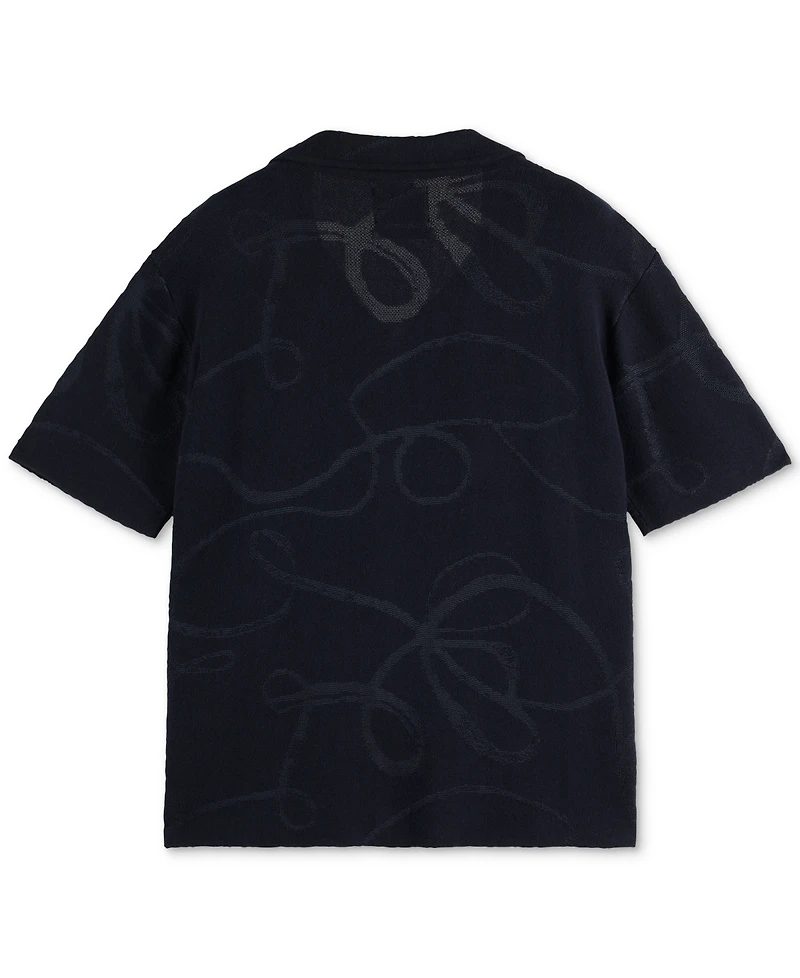 Scotch & Soda Men's Short Sleeve Tonal Jacquard Button-Front Shirt