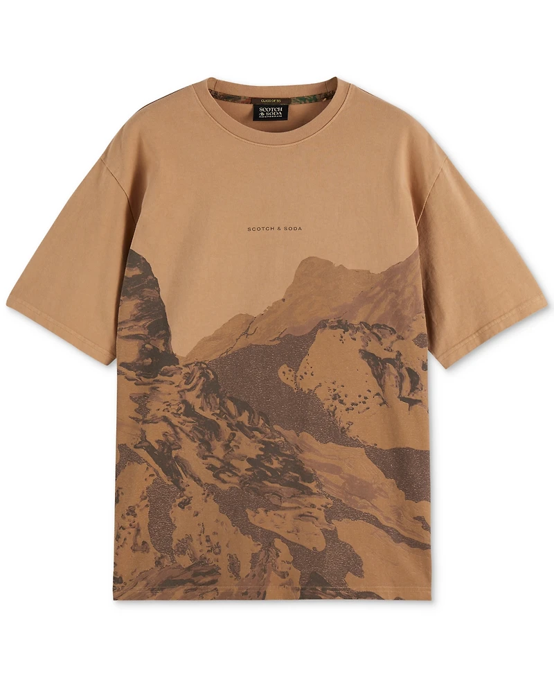 Scotch & Soda Men's Relaxed Fit Short Sleeve Mountain Graphic Crewneck T-Shirt