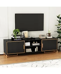 Tv Stand with 2 Doors and Metal Handles and Feet, Media Console, Entertainment Center