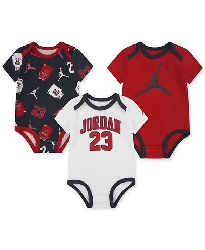 Jordan Baby 3-Pack Short-Sleeve Jersey Bodysuits