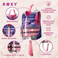 Roxy Daily Cga Life vest, Pfd for kids with Quick Release Belts and Adjustable Leg Strap