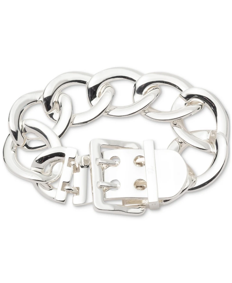 Lauren Ralph Lauren Silver-Tone Chain Buckle Flex Bracelet