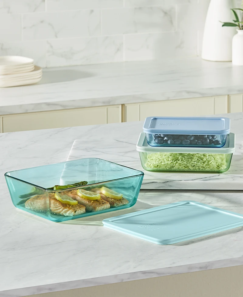 Pyrex Simply Store Tinted 6-Pc. Rectangle Storage Set