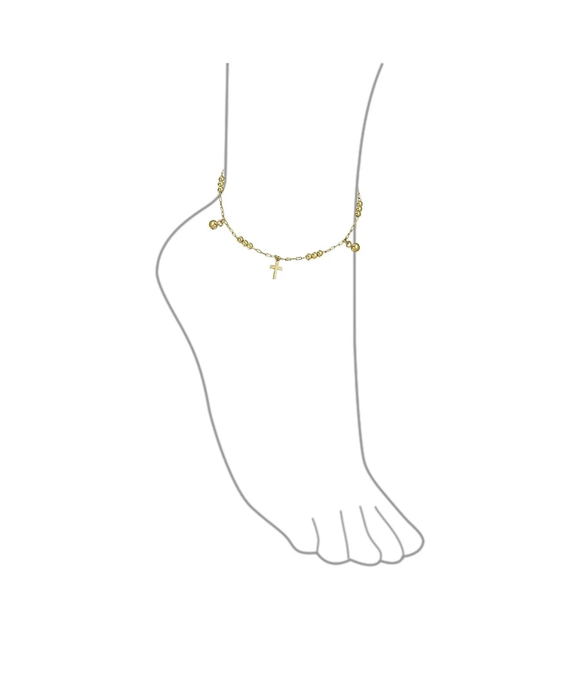 Bling Jewelry Christian Religious Beads Charm Cross Bracelet Gold Plated Brass 7.5 Inch