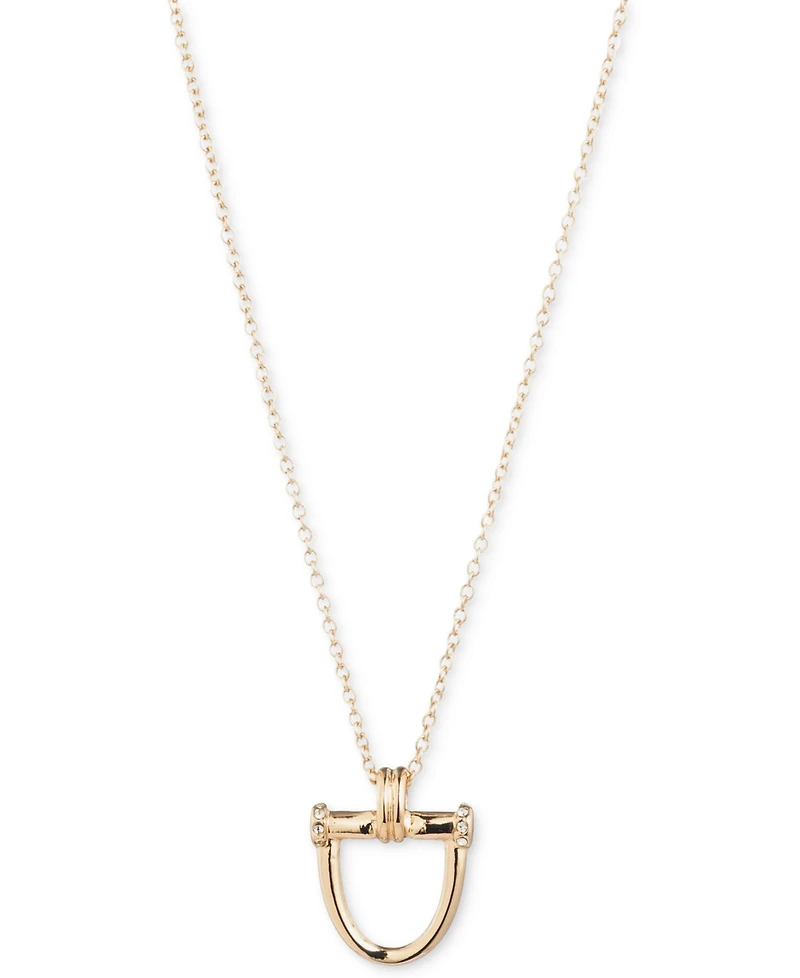 Lauren Ralph Lauren Pave Horsebit Pendant Necklace, 16" + 3" extender