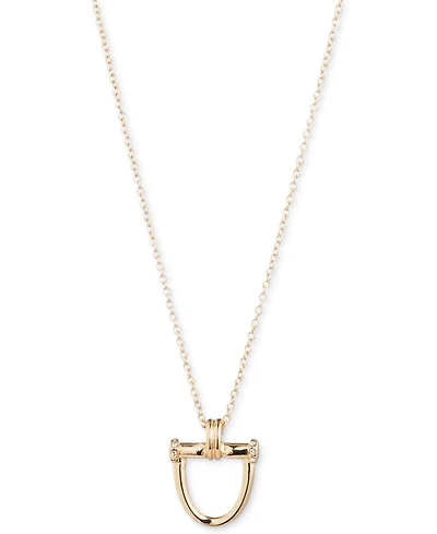 Lauren Ralph Lauren Pave Horsebit Pendant Necklace, 16" + 3" extender