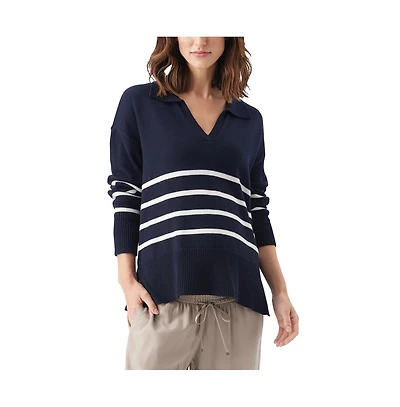 Ripe Maternity Lori Nursing Knit Sweater Navy and White for Comfortable Breastfeeding
