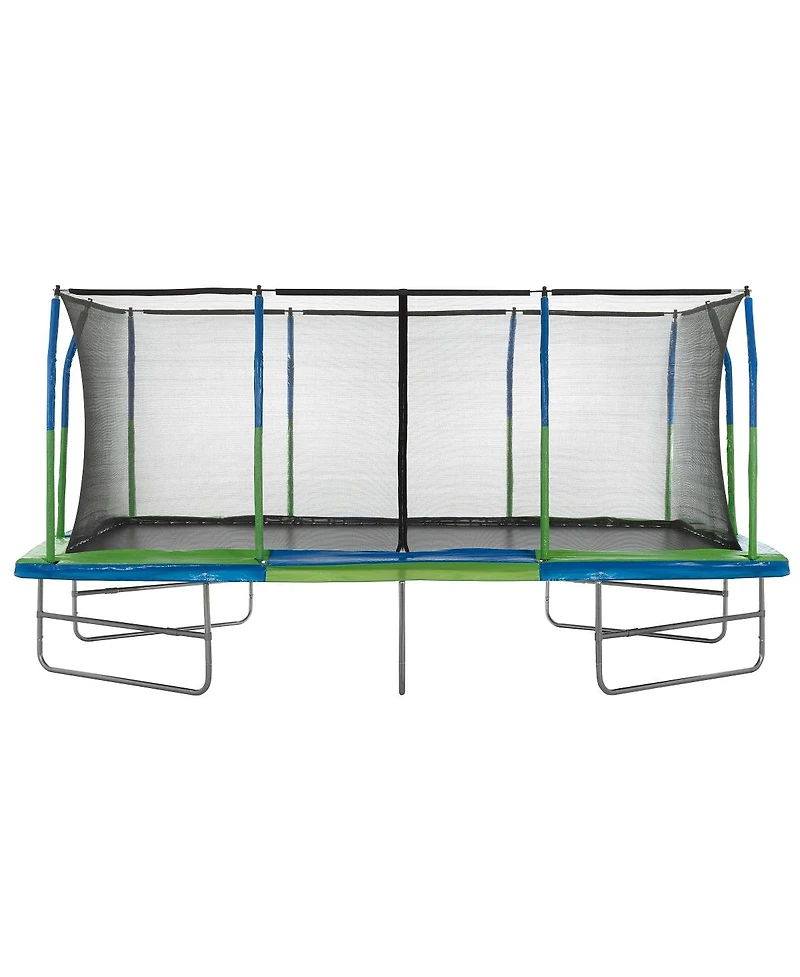 Plexalife - Mega 10' X 17' Gymnastics Style, Rectangular Trampoline Set with Premium Top-Ring Enclosure System