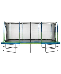 Plexalife - Mega 10' X 17' Gymnastics Style, Rectangular Trampoline Set with Premium Top-Ring Enclosure System