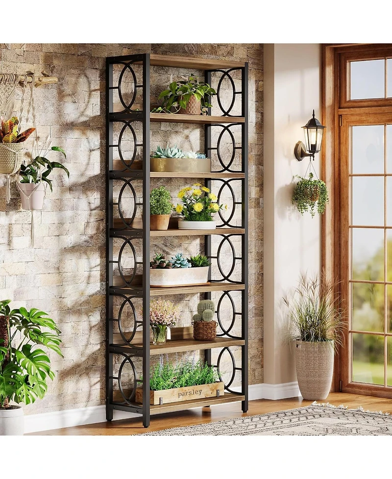 Tribesigns 6-Tier Indoor Plant Stand, 70.86-Inch Tall Industrial Plant Stand Heavy-Duty Freestanding Display Shelf for Indoor, Balcony, Garden (Rustic