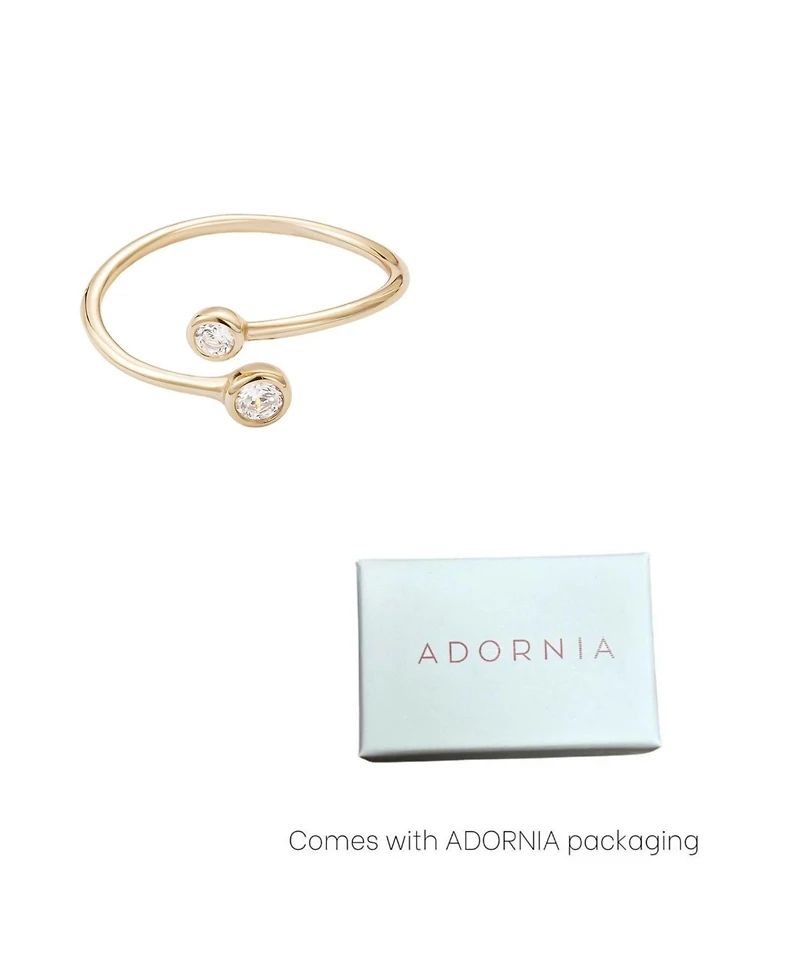 Adornia Fine 14k Gold Vermeil .925 Sterling Silver Adjustable Crystal Overlapping Ring