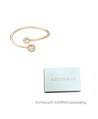 Adornia Fine 14k Gold Vermeil .925 Sterling Silver Adjustable Crystal Overlapping Ring