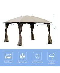 Gymax 11.5FT Patio Gazebo Canopy Tent Wedding Party Shelter Awning Mosquito Netting