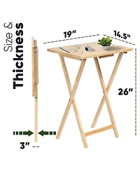Pj Wood Folding Tv Tray Tables with Compact Storage Rack 5 Piece Furniture Set