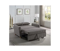 Homlux 54"W Brown Corduroy Convertible Sleeper Loveseat