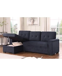 Homlux 84.5"W Dark Gray Woven Fabric Reversible Sleeper Sectional Sofa with Storage Chaise