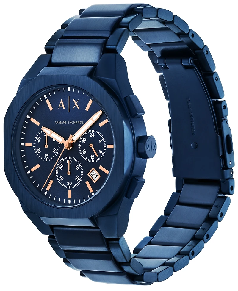 A|X Armani Exchange Men's Sync Quartz Chronograph Blue Stainless Steel Watch, 42mm