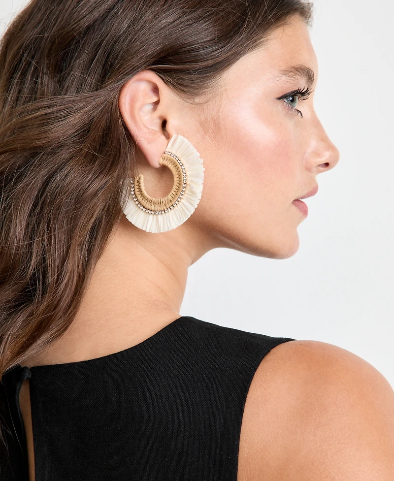 Gold-Tone Raffia Stone Hoop Earrings -Macy's Exclusive - On 34th | Alix Friedberg Capsule Collection
