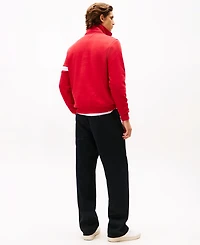 Tommy Hilfiger Men's Quarter-Zip Stripe Sleeve Sweatshirt