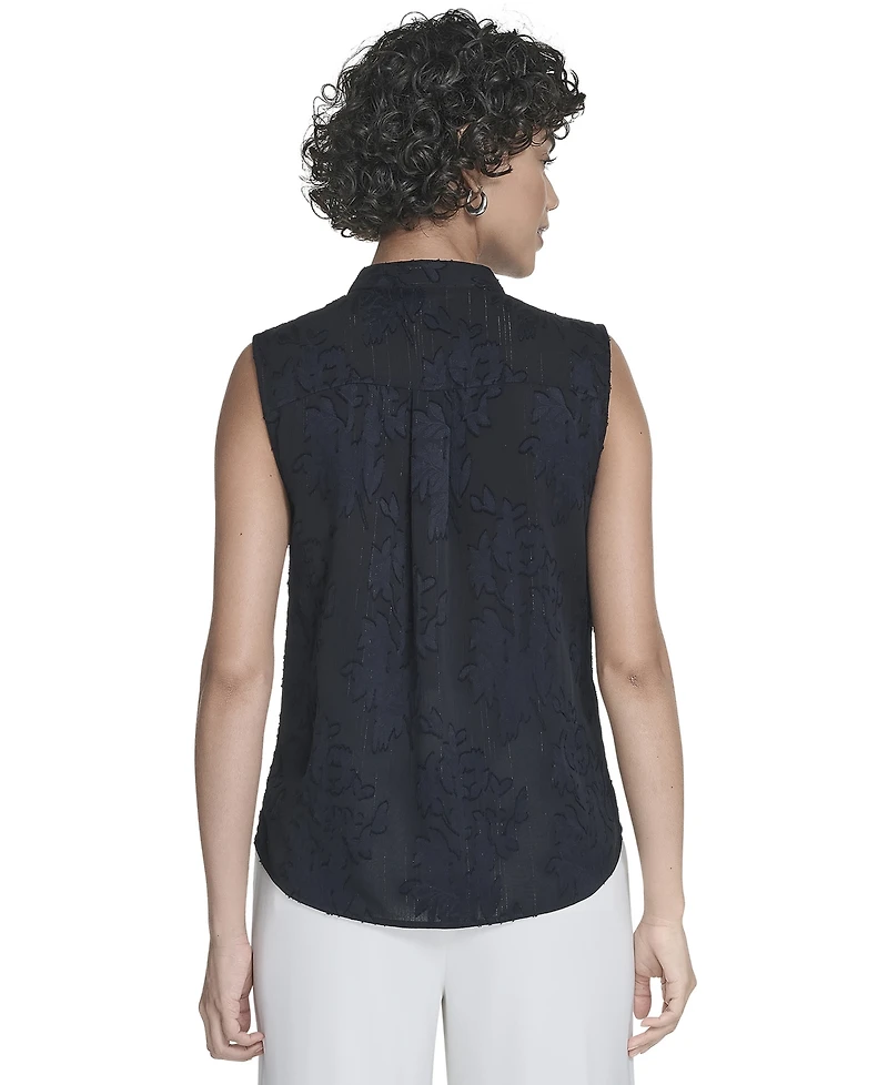 Calvin Klein Women's Floral Surplice-Neck Sleeveless Blouse