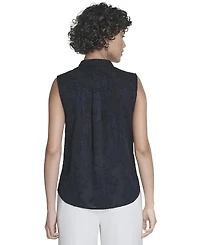 Calvin Klein Women's Floral Surplice-Neck Sleeveless Blouse