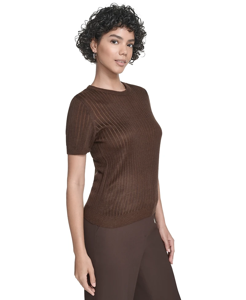 Calvin Klein Women's Ribbed Short-Sleeve Sweater