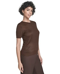 Calvin Klein Women's Ribbed Short-Sleeve Sweater