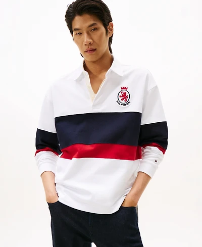 Tommy Hilfiger Men's Stripe Logo Rugby Shirt