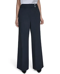Calvin Klein Women's Pinstripe High-Rise Wide-Leg Pants