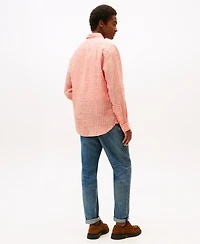 Tommy Hilfiger Men's 100% Linen Gingham Button Up Shirt