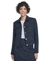 Calvin Klein Women's Boucle Cropped Long-Sleeve Jacket