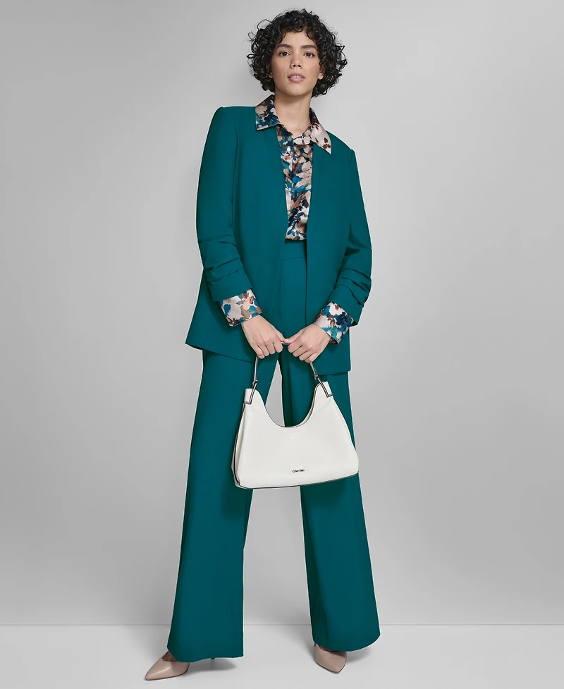 Calvin Klein Women's Heavy Open-Front Ruched-Sleeve Blazer