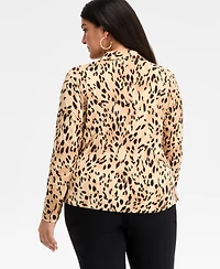 I.n.c. International Concepts Plus Printed Gathered Collared Shirt, Macy's Exclusive