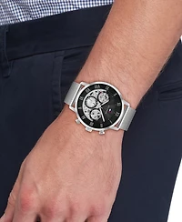 Tommy Hilfiger Men's Multifunction Silver Tone Stainless Steel Mesh Bracelet Watch, 44mm